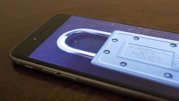 An iPhone with a padlock on the screen, showing it has encryption for iPhone.