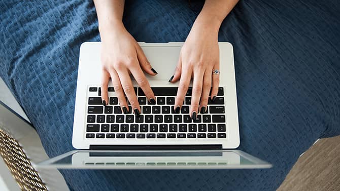 Laptop and hands